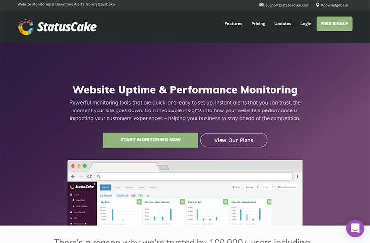 A screenshot of StatusCake Website Testing Tool homepage